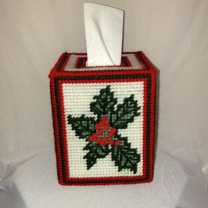 Holiday Poinsettia Tissue Box Cover NEW